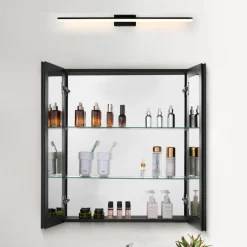 VEVOR Medicine Cabinet, 26 x 30 inch, Medicine Cabinet for Bathroom with Mirror,  Aluminum Frame Bathroom Wall Cabinet, 2-layer Adjustable Shelves, Recessed & Wall-mounted Installation