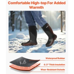 VEVOR Men's Rubber Boots, Protective Footwear, Waterproof Anti Slip Hunting Boots, Gardening Insulated Mud Boots, Protective Footwear, Lightweight & Durable, for Manufacturing, Farming, Size 12 US