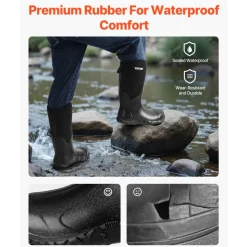 VEVOR Men's Steel Toe Rubber Boots, Protective Footwear, Waterproof Rain Fishing Boots, Outdoor Non-Slip Work Shoes, Lightweight and Durable, for Manufacturing, Construction, Farming, Size 9 US