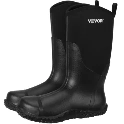 VEVOR Men's Steel Toe Rubber Boots, Protective Footwear, Waterproof Rain Fishing Boots, Outdoor Non-Slip Work Shoes, Lightweight and Durable, for Manufacturing, Construction, Farming, Size 11 US