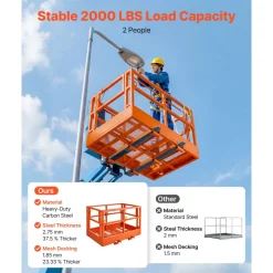 VEVOR Mesh Telehandler Work Platform, 48 x 73.9 Inch, Man Safety Basket, 2000 lbs Capacity, Forklift Telehandler Attachment, Safety Cage, Heavy Duty Carbon Steel, for Most Aerial Jobs Lifting Loader
