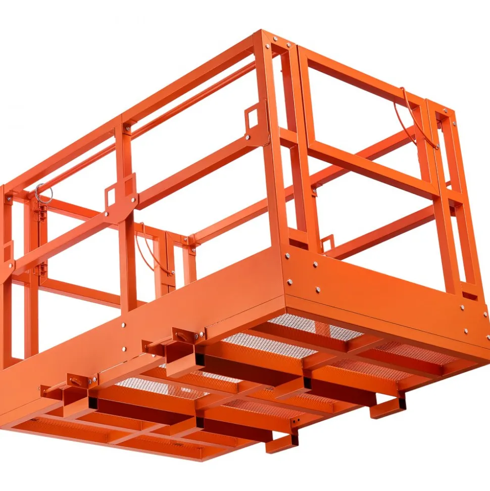 VEVOR Mesh Telehandler Work Platform, 48 x 73.9 Inch, Man Safety Basket, 2000 lbs Capacity, Forklift Telehandler Attachment, Safety Cage, Heavy Duty Carbon Steel, for Most Aerial Jobs Lifting Loader