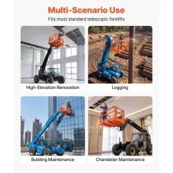 VEVOR Mesh Telehandler Work Platform, 48 x 73.9 Inch, Man Safety Basket, 2000 lbs Capacity, Forklift Telehandler Attachment, Safety Cage, Heavy Duty Carbon Steel, for Most Aerial Jobs Lifting Loader