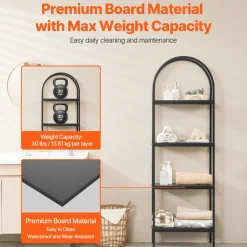 VEVOR Metal Bookshelf, 4-Tier Arched Industrial Bookshelf, Small Rustic Vintage Storage Bookcase with Open Shelves, Freestanding Display Shelving Unit Storage Rack, for Living room, Bedroom & Office