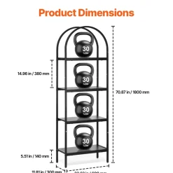 VEVOR Metal Bookshelf, 4-Tier Arched Industrial Bookshelf, Small Rustic Vintage Storage Bookcase with Open Shelves, Freestanding Display Shelving Unit Storage Rack, for Living room, Bedroom & Office