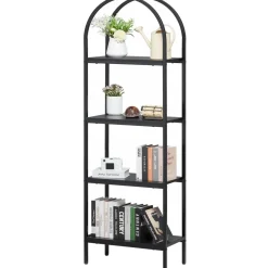 VEVOR Metal Bookshelf, 4-Tier Arched Industrial Bookshelf, Small Rustic Vintage Storage Bookcase with Open Shelves, Freestanding Display Shelving Unit Storage Rack, for Living room, Bedroom & Office