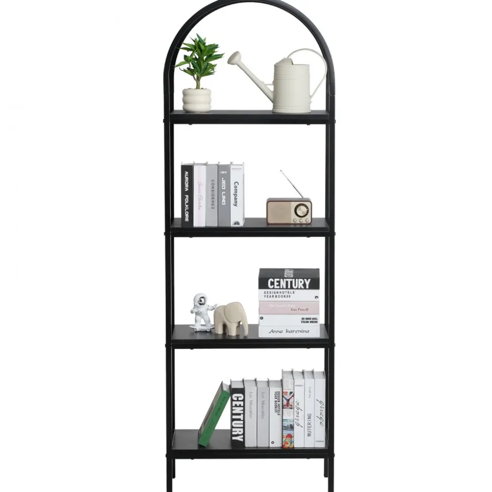 VEVOR Metal Bookshelf, 4-Tier Arched Industrial Bookshelf, Small Rustic Vintage Storage Bookcase with Open Shelves, Freestanding Display Shelving Unit Storage Rack, for Living room, Bedroom & Office
