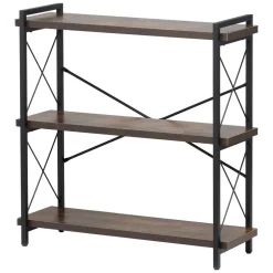 VEVOR Metal Bookshelf, 3-Tier Industrial Bookshelf, Small Rustic Storage Display Bookcase with Open Shelves, Freestanding Display Vintage Shelving Unit Storage Rack, for Living room, Bedroom & Office