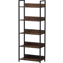 VEVOR Metal Bookshelf, 5-Tier Tall Industrial Bookshelf, Rustic Display Vintage Storage Bookcase with Open Shelves, Freestanding Display Shelving Unit Storage Rack, for Living room, Bedroom & Office