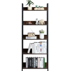 VEVOR Metal Bookshelf, 5-Tier Tall Industrial Bookshelf, Rustic Display Vintage Storage Bookcase with Open Shelves, Freestanding Display Shelving Unit Storage Rack, for Living room, Bedroom & Office