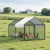 VEVOR Metal Chicken Coop for 4-6 Chickens, 3.3 x 6.6 x 3.3 ft, Small Chicken Cage with Waterproof Cover & Double Doors, Spire Roof Poultry Run Compatible with Wooden Coops, for Rabbit Hen Goose Duck