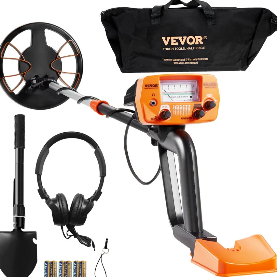 VEVOR Metal Detector for Adults & Kids, 8 Inch Waterproof Search Coil with High Accuracy Pointer Display, Adjustable 38''-49'' Gold Detector, Lightweight Aluminum Stem for Detecting Gold Treasure