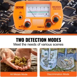 VEVOR Metal Detector for Adults & Kids, 8 Inch Waterproof Search Coil with High Accuracy Pointer Display, Adjustable 38''-49'' Gold Detector, Lightweight Aluminum Stem for Detecting Gold Treasure