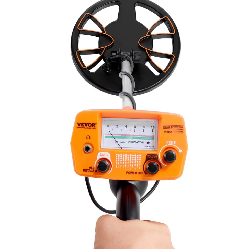 VEVOR Metal Detector for Adults & Kids, 8 Inch Waterproof Search Coil with High Accuracy Pointer Display, Adjustable 38''-49'' Gold Detector, Lightweight Aluminum Stem for Detecting Gold Treasure