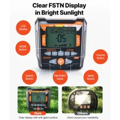 VEVOR Metal Detector for Adults, 12", Professional High Accuracy Gold Detector, IP68 Waterproof Search Coil with Display, Headphones, 6 Modes, Adjustable Length, for Detecting Gold Treasure Hunting