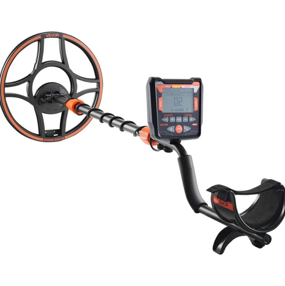 VEVOR Metal Detector for Adults, 12", Professional High Accuracy Gold Detector, IP68 Waterproof Search Coil with Display, Headphones, 6 Modes, Adjustable Length, for Detecting Gold Treasure Hunting