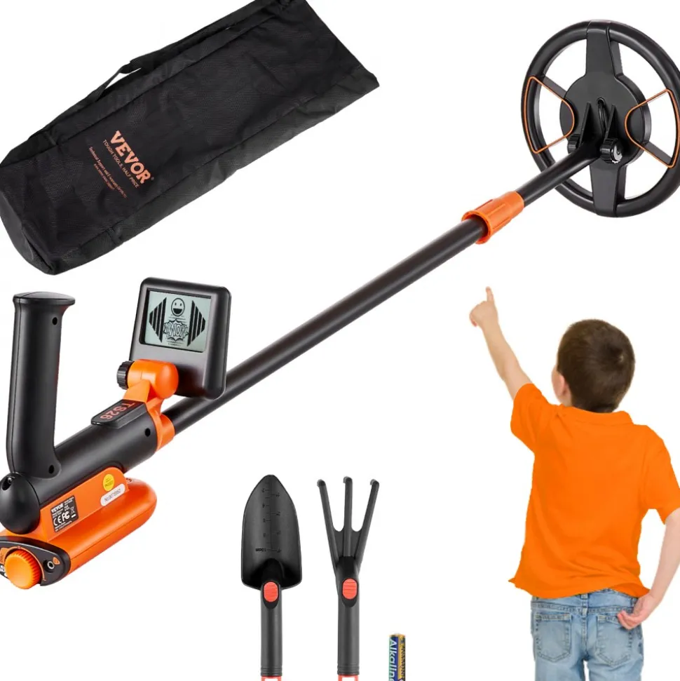VEVOR Metal Detector for Kids, 6 Inch, 25''-37'' Adjustable Gold Detector, IP68 Waterproof Search Coil with LCD Display Advanced DSP Chip, Lightweight for Junior & Youth Detecting Gold Coin Treasure