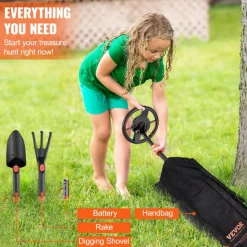 VEVOR Metal Detector for Kids, 6 Inch, 25''-37'' Adjustable Gold Detector, IP68 Waterproof Search Coil with LCD Display Advanced DSP Chip, Lightweight for Junior & Youth Detecting Gold Coin Treasure