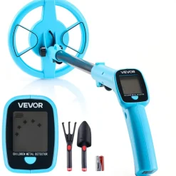 VEVOR Metal Detector, 4", Lightweight Metal Detector with LCD Display, 6" IP68 Waterproof Search Coil, Adjustable 25.6"-36.6" High Accuracy Gold Detector, Easy to Use, for Detecting Gold Exploration