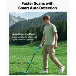 VEVOR Metal Detector, 4", Lightweight Metal Detector with LCD Display, 6" IP68 Waterproof Search Coil, Adjustable 25.6"-36.6" High Accuracy Gold Detector, Easy to Use, for Detecting Gold Exploration