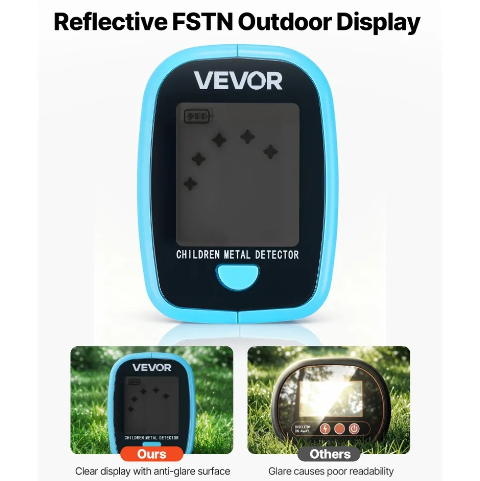 VEVOR Metal Detector, 4", Lightweight Metal Detector with LCD Display, 6" IP68 Waterproof Search Coil, Adjustable 25.6"-36.6" High Accuracy Gold Detector, Easy to Use, for Detecting Gold Exploration
