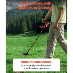 VEVOR Metal Detector, 6", Lightweight Metal Detector with LCD Display, IP68 Waterproof Search Coil, Adjustable 22.8"-33.8" High Accuracy Gold Detector, Easy to Use, for Detecting Gold Treasure Hunting