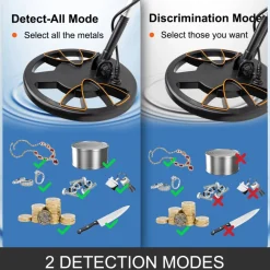 VEVOR Metal Detector Waterproof Disc Metal detectors Underwater Underground high Accuracy LCD Display Metal Detector for Adults and Children Headphone Automatic Detector (Yellow 3010)