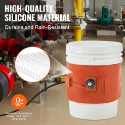 VEVOR Metal Drum Heater, 1200 Watt 10 inch Width, Pail Heating Band for 55 Gallon Barrel, 86-302℉ Adjustable Thermostat, High Efficiency Silicone Grease Keg Heater, FCC Listed Orange