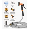 VEVOR Metal Garden Hose 150 ft, Rust Proof Stainless Steel Water Hose, Heavy Duty Backyard Hose with 10 Function Nozzle, No-Kink & Flexible Water Pipe, Lightweight Metal Hose for Yard, Outdoor