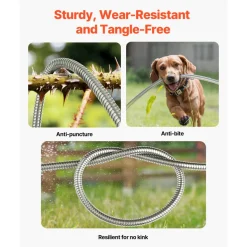 VEVOR Metal Garden Hose 150 ft, Rust Proof Stainless Steel Water Hose, Heavy Duty Backyard Hose with 10 Function Nozzle, No-Kink & Flexible Water Pipe, Lightweight Metal Hose for Yard, Outdoor