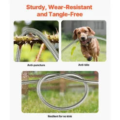 VEVOR Metal Garden Hose 25 ft, Rust Proof Stainless Steel Water Hose, Heavy Duty Backyard Hose with 10 Function Nozzle, No-Kink & Flexible Water Pipe, Lightweight Metal Hose for Yard, Outdoor
