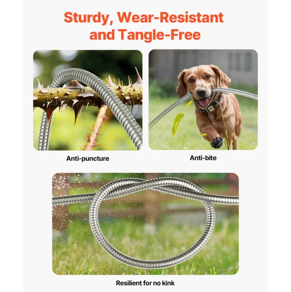VEVOR Metal Garden Hose 25 ft, Rust Proof Stainless Steel Water Hose, Heavy Duty Backyard Hose with 10 Function Nozzle, No-Kink & Flexible Water Pipe, Lightweight Metal Hose for Yard, Outdoor