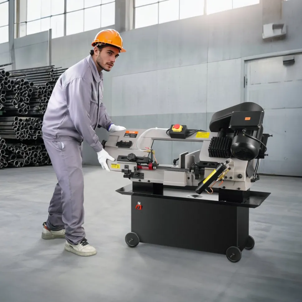 VEVOR Metal Horizontal Band Saw, 7 x 12 in Rectangular Cutting Capacity, 110/220V Metal Vertical Cutting Bandsaw with 1.1 kW Motor, 0-45° Angle Adjustment, Variable Speed, for Metal, Wood, and Plastic