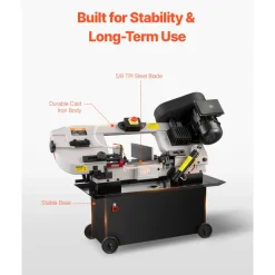 VEVOR Metal Horizontal Band Saw, 7 x 12 in Rectangular Cutting Capacity, 110/220V Metal Vertical Cutting Bandsaw with 1.1 kW Motor, 0-45° Angle Adjustment, Variable Speed, for Metal, Wood, and Plastic