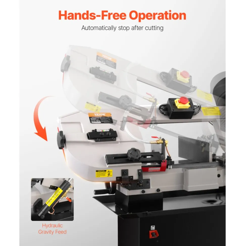 VEVOR Metal Horizontal Band Saw, 7 x 12 in Rectangular Cutting Capacity, 110/220V Metal Vertical Cutting Bandsaw with 1.1 kW Motor, 0-45° Angle Adjustment, Variable Speed, for Metal, Wood, and Plastic
