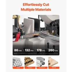 VEVOR Metal Horizontal Band Saw, 7 x 8.25 in Rectangular Cutting Capacity, 110/220V Vertical Cutting Bandsaw with 1.1 kW Motor, 0-45° Angle Adjustment, Variable Speed, for Metal, Wood, and Plastic