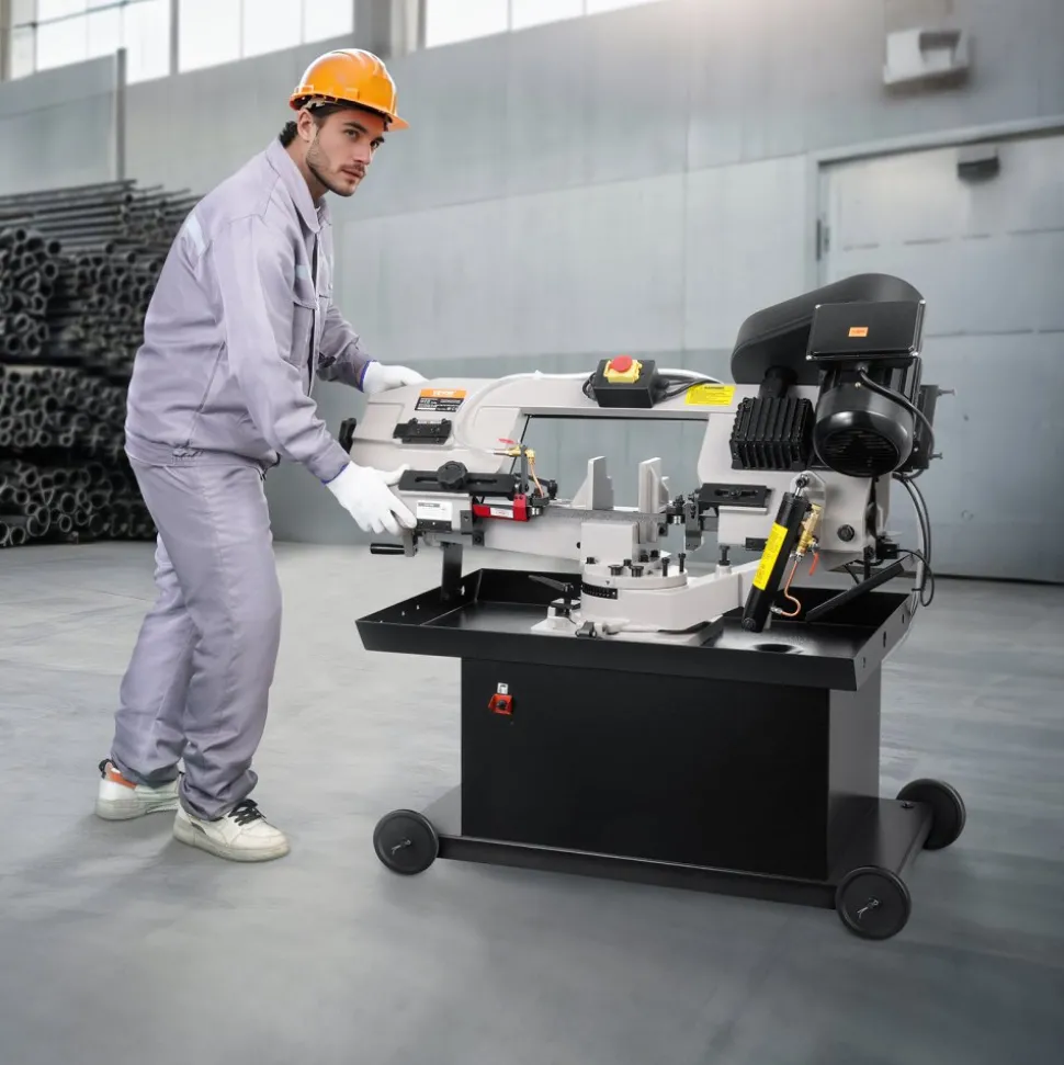 VEVOR Metal Horizontal Band Saw, 7 x 8.25 in Rectangular Cutting Capacity, 110/220V Vertical Cutting Bandsaw with 1.1 kW Motor, 0-45° Angle Adjustment, Variable Speed, for Metal, Wood, and Plastic