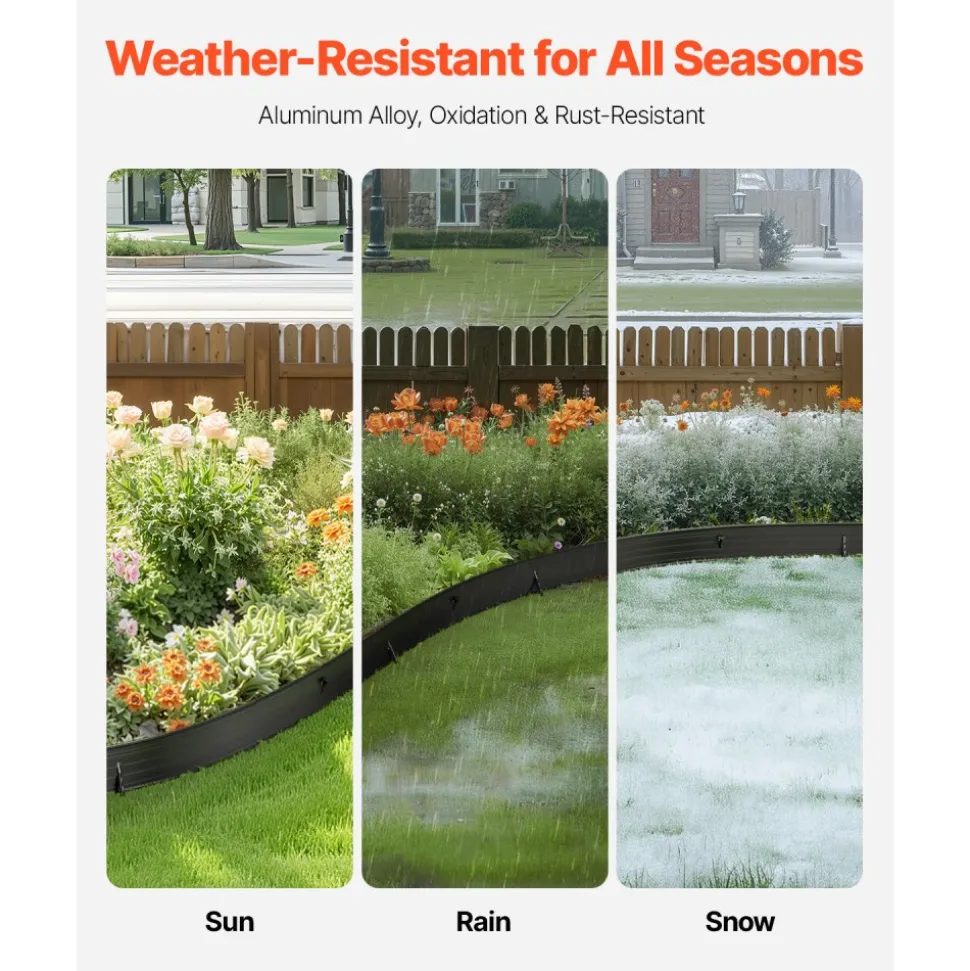 VEVOR Metal Landscape Edging, 8 Packs 72 in Rust-Resistant Aluminum Alloy Landscape Edging, Bendable Garden Edging Border, Heavy Duty Lawn Edging Fence for Flower Bed Yard Pathway