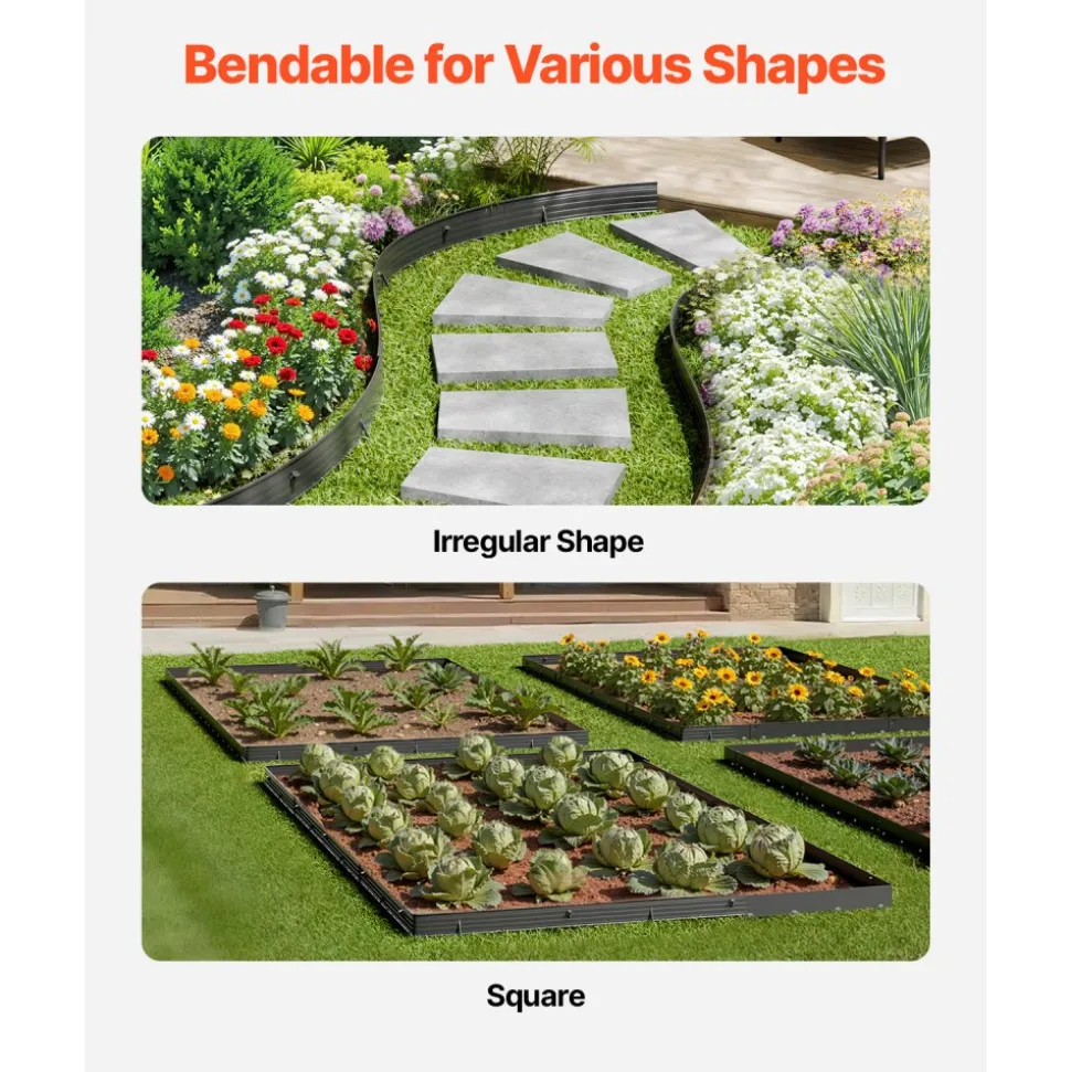 VEVOR Metal Landscape Edging, 8 Packs 72 in Rust-Resistant Aluminum Alloy Landscape Edging, Bendable Garden Edging Border, Heavy Duty Lawn Edging Fence for Flower Bed Yard Pathway