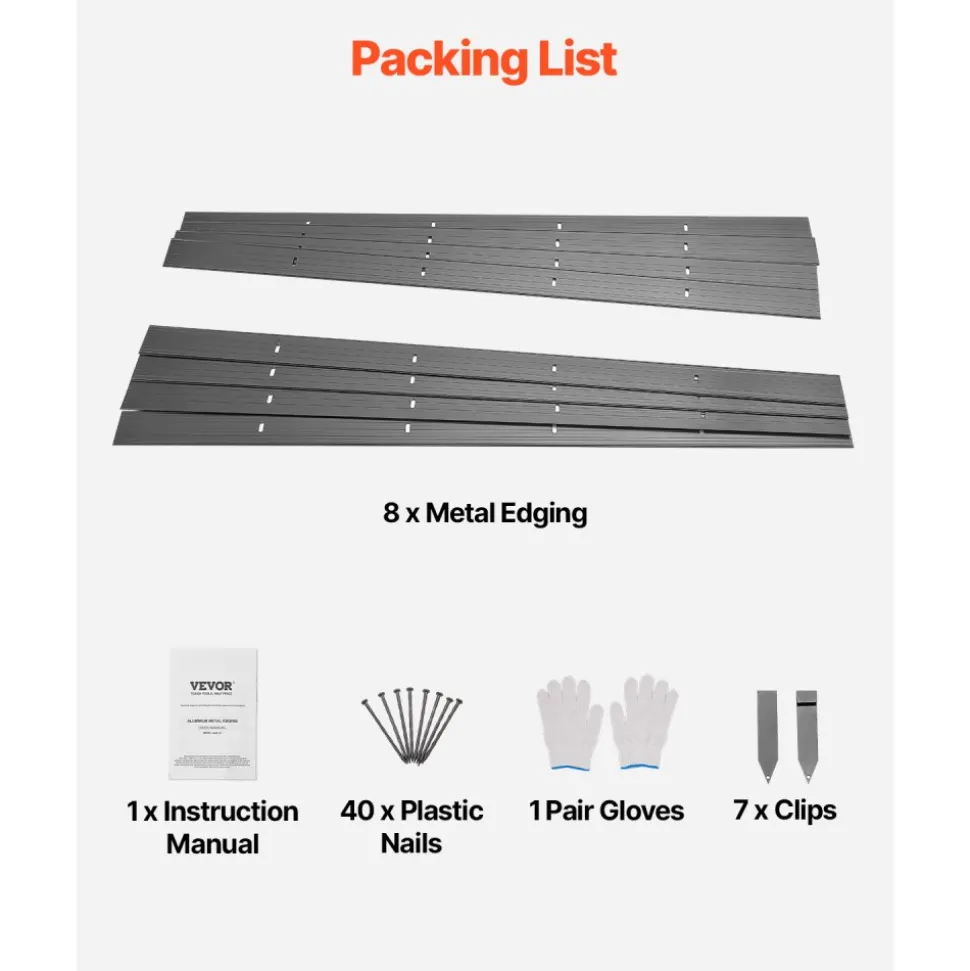 VEVOR Metal Landscape Edging, 8 Packs 72 in Rust-Resistant Aluminum Alloy Landscape Edging, Bendable Garden Edging Border, Heavy Duty Lawn Edging Fence for Flower Bed Yard Pathway