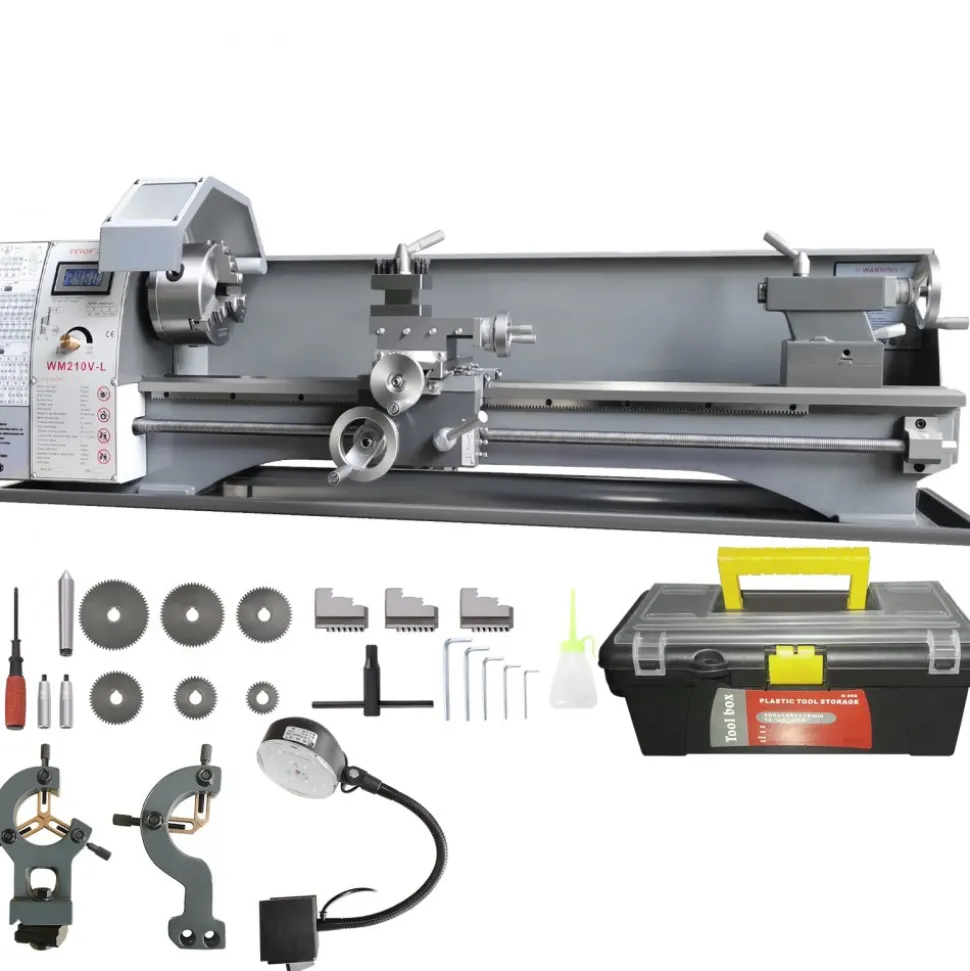 VEVOR Metal Lathe Machine, 211 mm x 750 mm, Precision Benchtop Power Metal Lathe, 0-2500 RPM Continuously Variable Speed, 750W Brushless Motor Metal Gears, with Tool Box for Processing Precision Parts