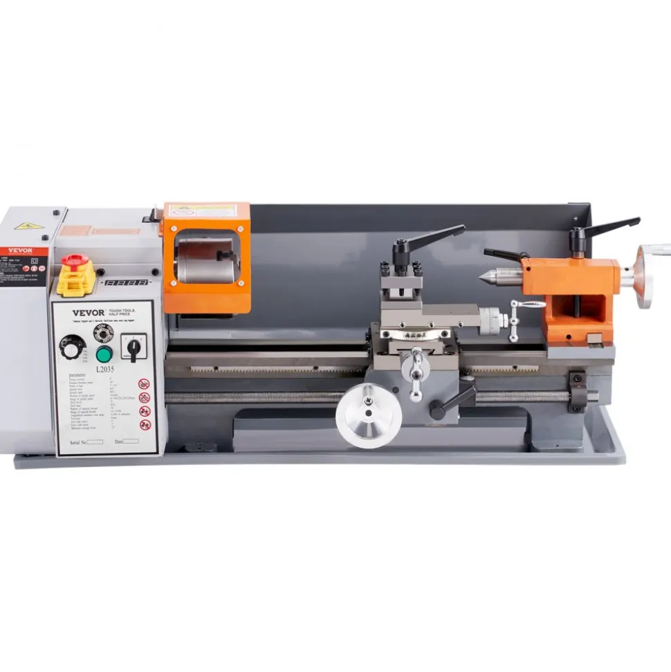 VEVOR Metal Lathe Machine, 7.87'' x 13.78'', Precision Benchtop Power Metal Lathe,, 50-2500 RPM Continuously Variable Speed, 600W Brush Motor Metal Gears, with Tool Box for Processing Precision Parts