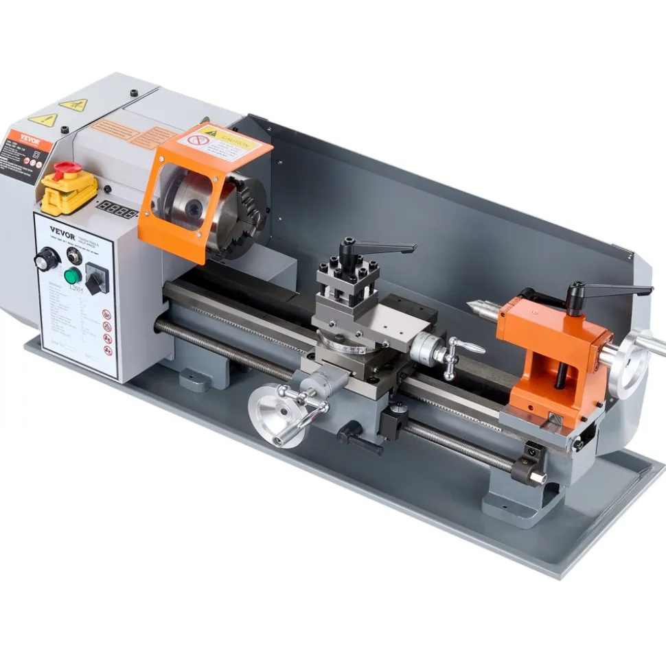 VEVOR Metal Lathe Machine, 7.87'' x 13.78'', Precision Benchtop Power Metal Lathe,, 50-2500 RPM Continuously Variable Speed, 600W Brush Motor Metal Gears, with Tool Box for Processing Precision Parts