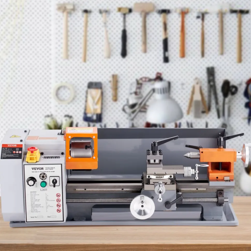 VEVOR Metal Lathe Machine, 7.87'' x 13.78'', Precision Benchtop Power Metal Lathe,, 50-2500 RPM Continuously Variable Speed, 600W Brush Motor Metal Gears, with Tool Box for Processing Precision Parts