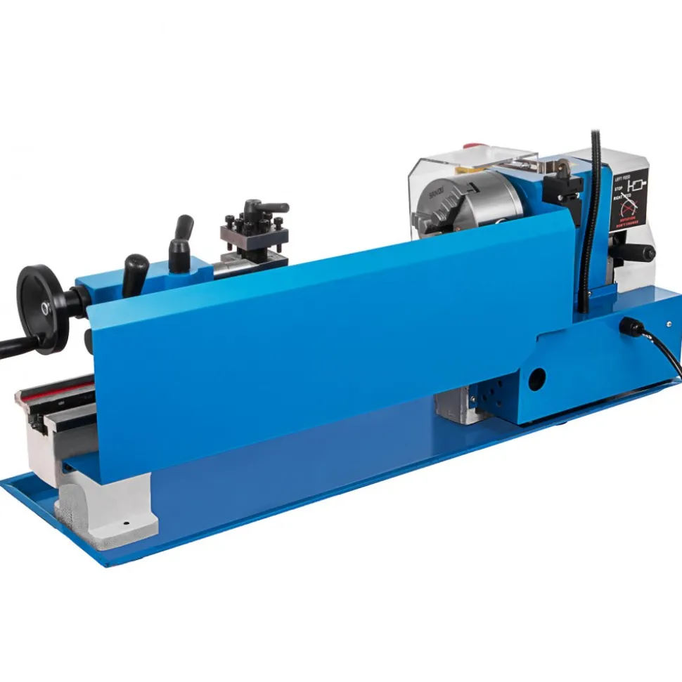 VEVOR Metal Lathe 7x14inch Precision Bench Top Mini Metal Lathe 550W Precision Metal Lathe Variable Speed 50-2500 RPM Nylon Gear with A Movable Lamp