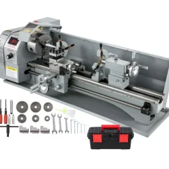 VEVOR Metal Lathe 8.7 x 29.5 Inch/220 x 750MM Mini Metal Lathe 1.1KW Infinitely Variable Speed  Mini Lathe Machine  LED Screen for Counter Face Turning Driling
