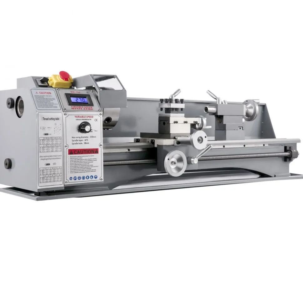 VEVOR Metal Lathe 8.7 x 29.5 Inch/220 x 750MM Mini Metal Lathe 1.1KW Infinitely Variable Speed Mini Lathe Machine LED Screen for Counter Face Turning Driling