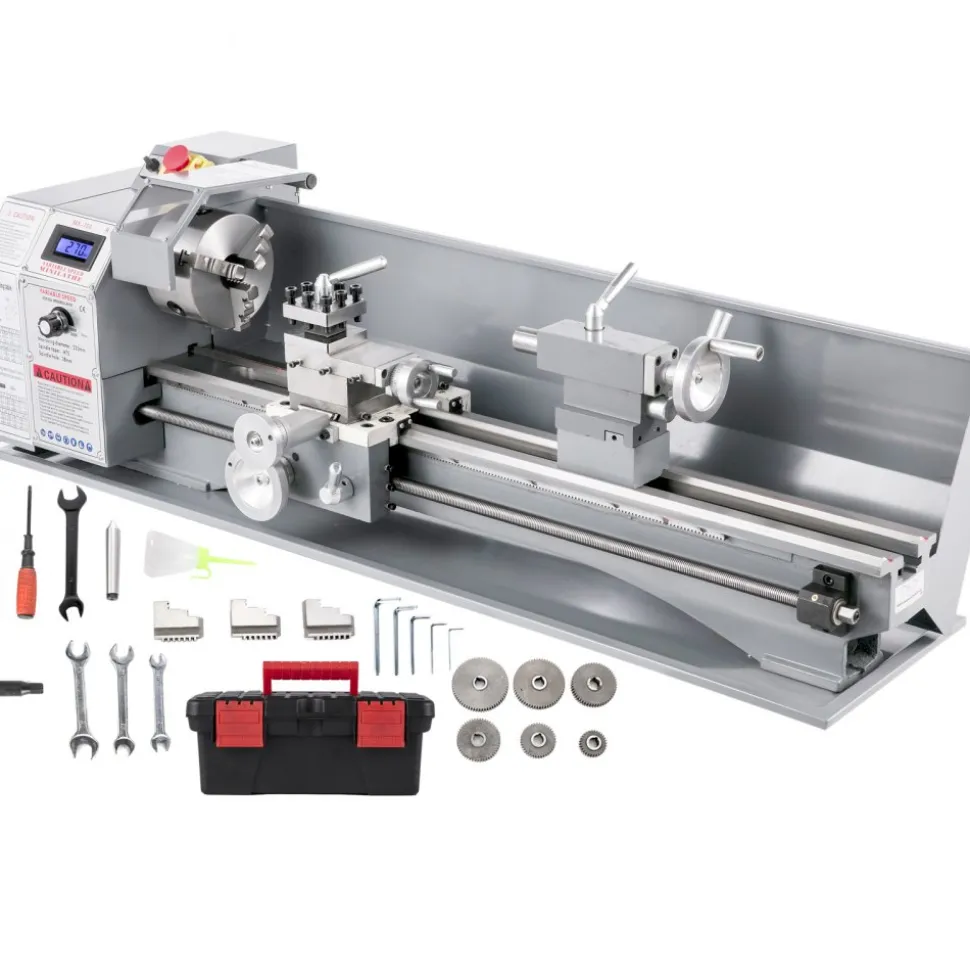 VEVOR Metal Lathe 8.7 x 29.5 Inch/220 x 750MM Mini Metal Lathe 1.1KW Infinitely Variable Speed Mini Lathe Machine LED Screen for Counter Face Turning Driling