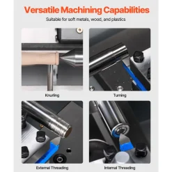 VEVOR Metal Lathe, 8 x 16 in, 550W Benchtop Lathe Machine, 0-2500 RPM Variable Speed, with 0.0003 in Spindle Accuracy Metal Gear, for Processing Precision Parts Imperial/Metric Thread Soft Metals Wood