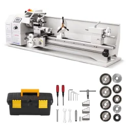 VEVOR Metal Lathe 8.7 x 30 in 1100W Benchtop Lathe Machine Variable Speed, 3000 RPM Max Spindle Speed, with Metal Gear, Brushless Motor, 8 Metric 8 Imperial Threads, for Metalworking Threading Turning